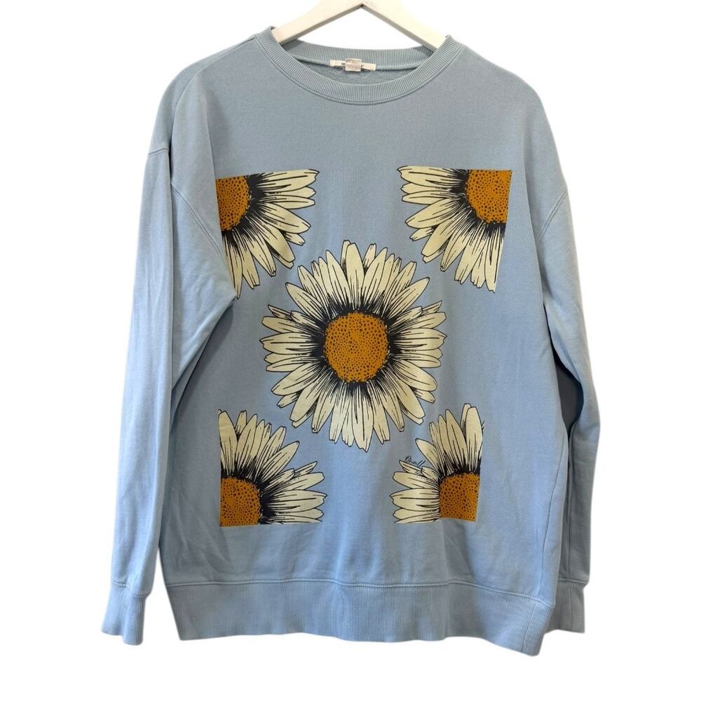 O’Neill Sunflower Graphic Sweatshirt Blue Crewneck Pullover Size M